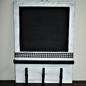 black white buffalo check chalk board memo holder 14.75" X 10.75" X 1.25"